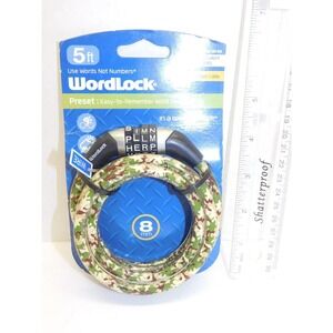 NEW WordLock Green Camo WORD Combo Lock 5' 8mm CABLE